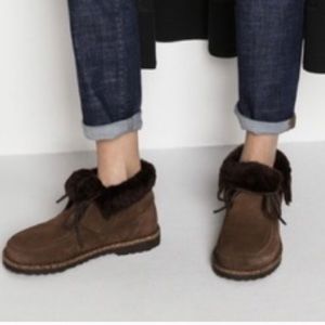 NWT Birkenstock Bakki Ankle  brown Espresso Suede Shearling Womens boots.Regular